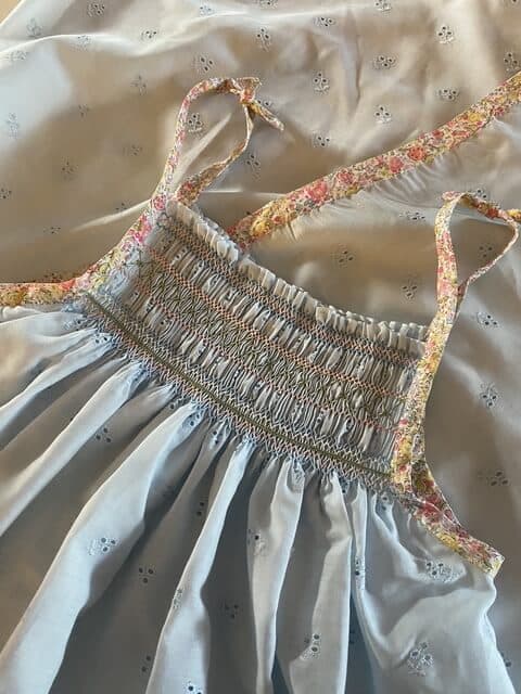 Hand-smocked child's dress showing smocking detail